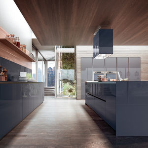 cucina moderna / in legno / con isola / laccata