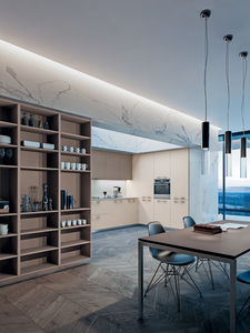 cucina moderna / impiallacciata in legno / laccata / opaca