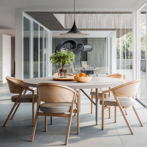 tavolo da pranzo moderno / in legno laccato / rettangolare / tondo