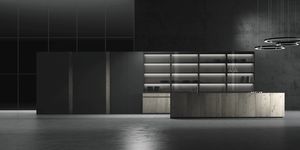 cucina moderna / in legno / a U / senza maniglie