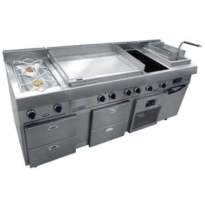 cucina professionale in acciaio inox / modulare / con impugnature