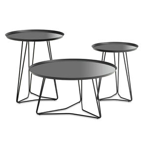tavolino basso moderno / in vetro / in metallo laccato / in pelle