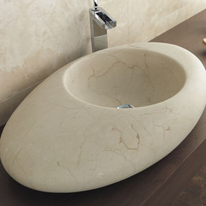 lavabo da appoggio / ovale / in pietra naturale / moderno