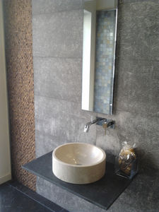 lavabo da appoggio / tondo / in pietra naturale / moderno