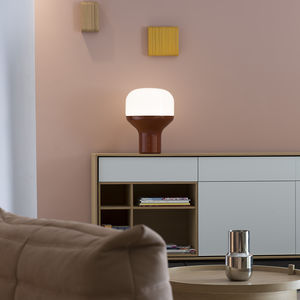 lampada da tavolo / moderna / in alluminio / in vetro opalescente