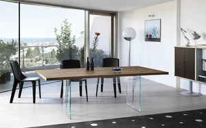 tavolo moderno / in legno / in vetro / rettangolare