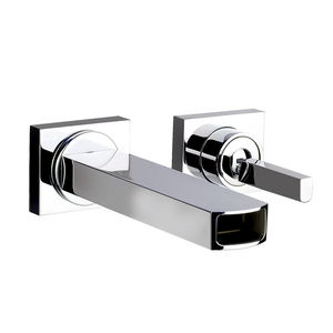 miscelatore per lavabo / da parete / in metallo cromato / in acciaio