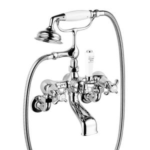 miscelatore doppio comando da doccia / per vasca / da parete / in metallo cromato