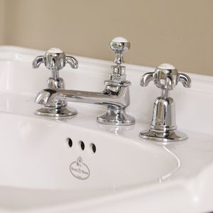 miscelatore doppio comando per lavabo / da appoggio / in metallo cromato / in ottone