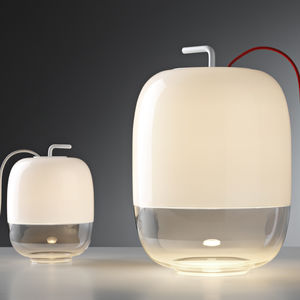 lampada da tavolo / design originale / in metallo / in vetro soffiato