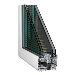 finestra a battente / in alluminio / con vetro quadruplo / con tapparelle integrate