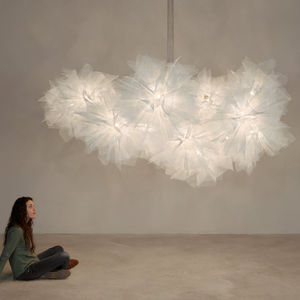 lampadario design originale / in acciaio / in tessuto / a incandescenza
