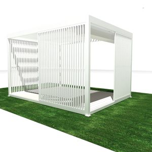 pergola autoportante / in alluminio / in oryzawood / a lamelle orientabili