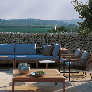 tavolino basso moderno / in teak / quadrato / da interno