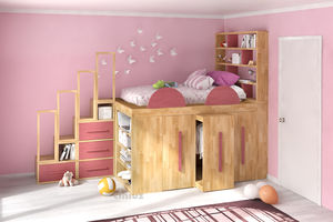 letto singolo / semi-elevato / moderno / in legno