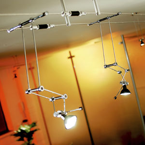 illuminazione su cavi alogena / tonda / in metallo / da interno
