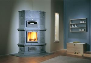 stufa a legno / moderna / in pietra / con forno