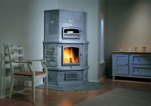 stufa a legno / moderna / in pietra / con forno
