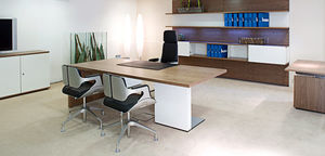 scrivania per open space / direzionale / in alluminio / in vetro