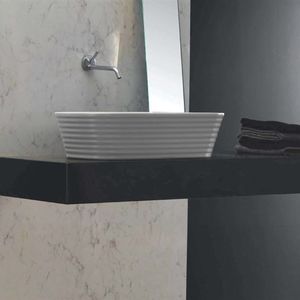 lavabo da appoggio / rettangolare / in ceramica / moderno