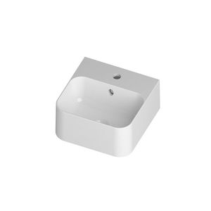 lavabo sospeso / quadrato / in ceramica / moderno