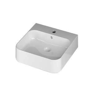 lavabo sospeso / quadrato / in ceramica / moderno
