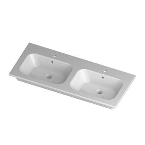 lavabo doppio / da incasso / rettangolare / in ceramica