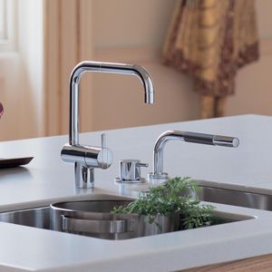 miscelatore in ottone / in acciaio inox / da cucina / 3 fori