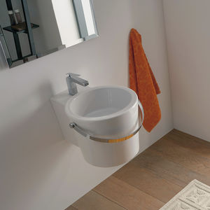 lavabo sospeso / tondo / in ceramica / moderno