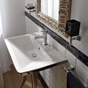lavabo sospeso / rettangolare / in ceramica / moderno
