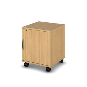 cassettiera per ufficio in legno / 2 cassetti / con sportello battente / con rotelle