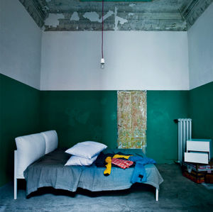 letto matrimoniale / moderno / con testiera imbottita / in tessuto
