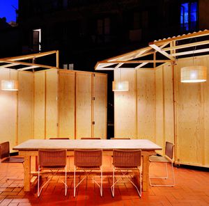 lampada a sospensione / design industriale / in legno / LED