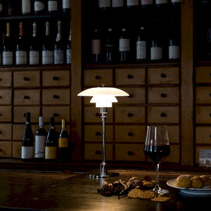 lampada da tavolo / moderna / in vetro / in metallo cromato