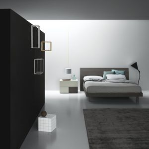 letto matrimoniale / moderno / con testiera / in legno laccato