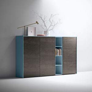 credenza moderna / in frassino / in legno laccato / con ripiano