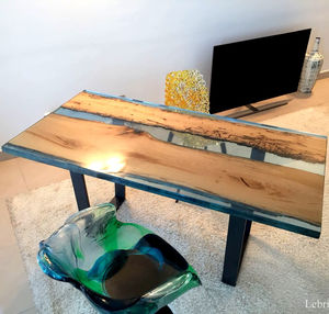 tavolo da lavoro moderno / in legno / rettangolare / trasparente