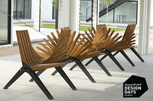 panca pubblica / design originale / in legno / in acciaio galvanizzato