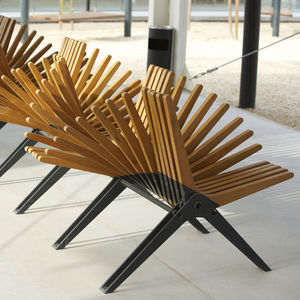 panca pubblica / design originale / in legno / in acciaio galvanizzato