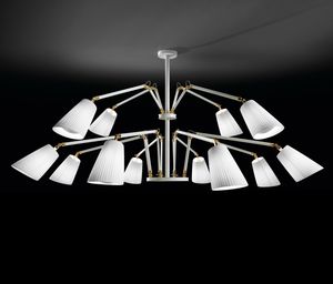 lampadario moderno / in ottone / in tessuto / in cromo