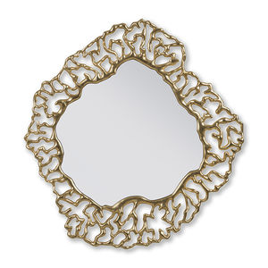 specchio a muro / design originale / in mogano / dorato