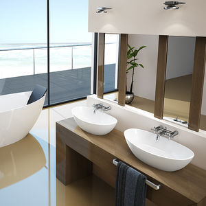 lavabo da appoggio / ovale / ghisa minerale / moderno