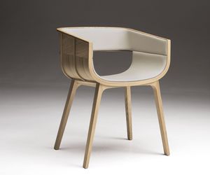 sedia moderna / imbottita / con braccioli / in legno