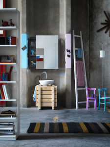 specchio a muro / con contenitore / moderno / rettangolare