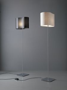 lampada da terra / moderna / in metallo cromato / in fibra di vetro