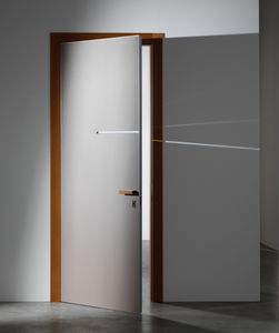 porta da interni / battente / in legno / in vetro