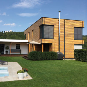 rivestimento di facciata in legno / liscio / in lamiera grecata / a doghe