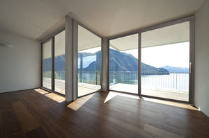 vetrata scorrevole / in legno / a doppi vetri