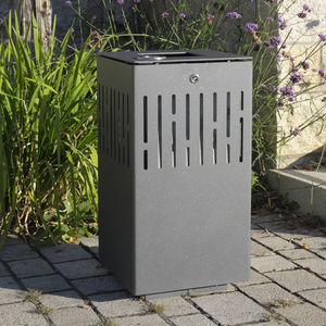 pattumiera pubblica / in acciaio inox / moderna / con portacenere integrato