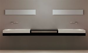 piano lavabo doppio / in quercia